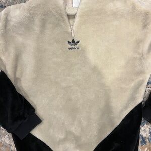 Adidas Beige and Black Half-Zip Pullover